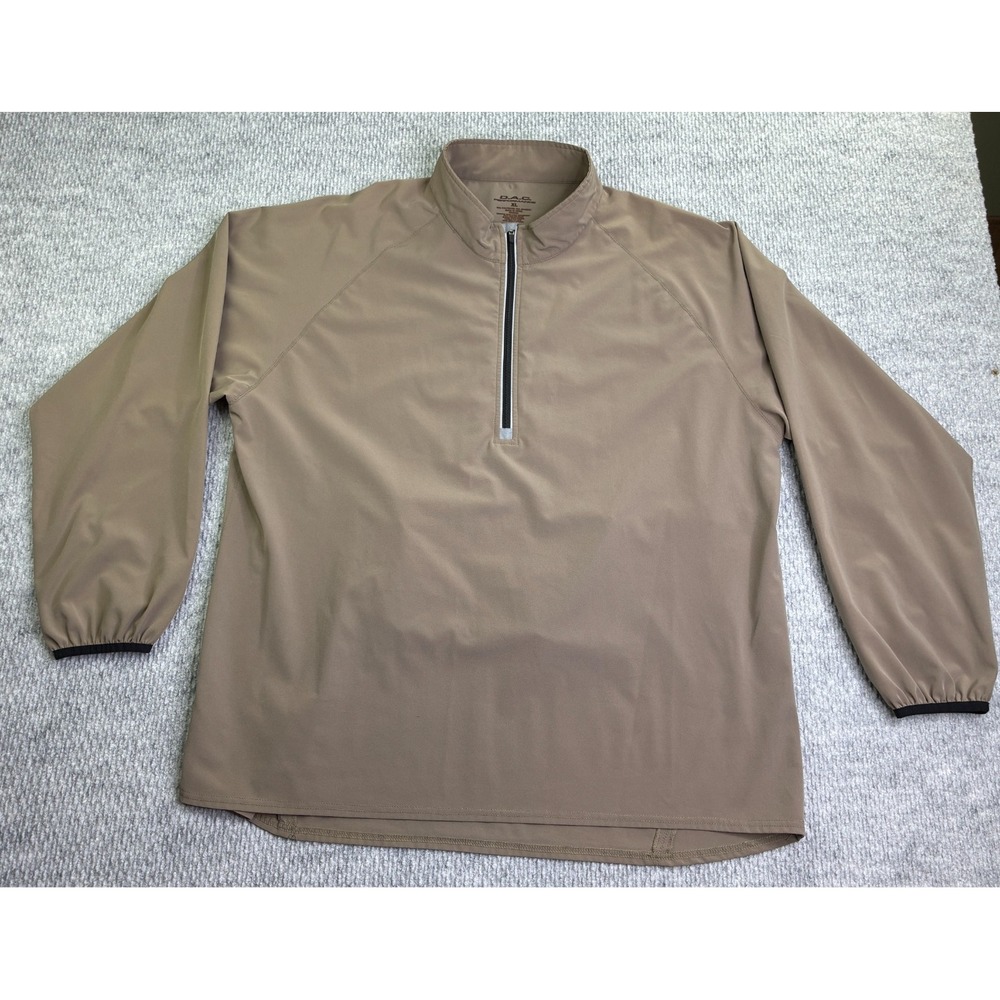 D.A.C. Performance Men's XL Tan Quarter Zip Golf Windshirt Packable Pullover